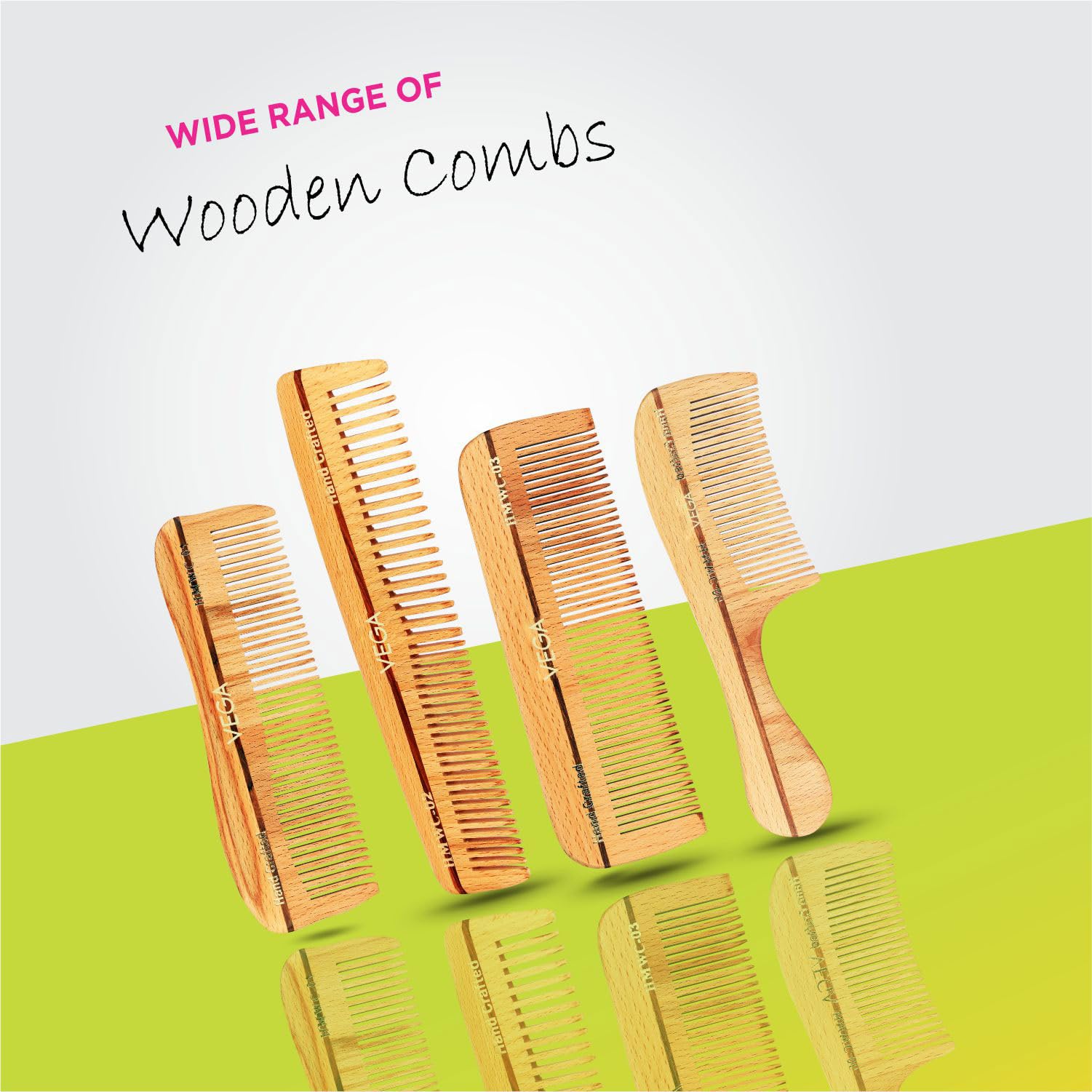 Vega Pocket Wooden Hair Comb - Handmade Natural Wood Comb for Men & Women - India's No.1 Hair Comb Brand (HMWC-07) - Perfect for Travel, Home & Salon Use
