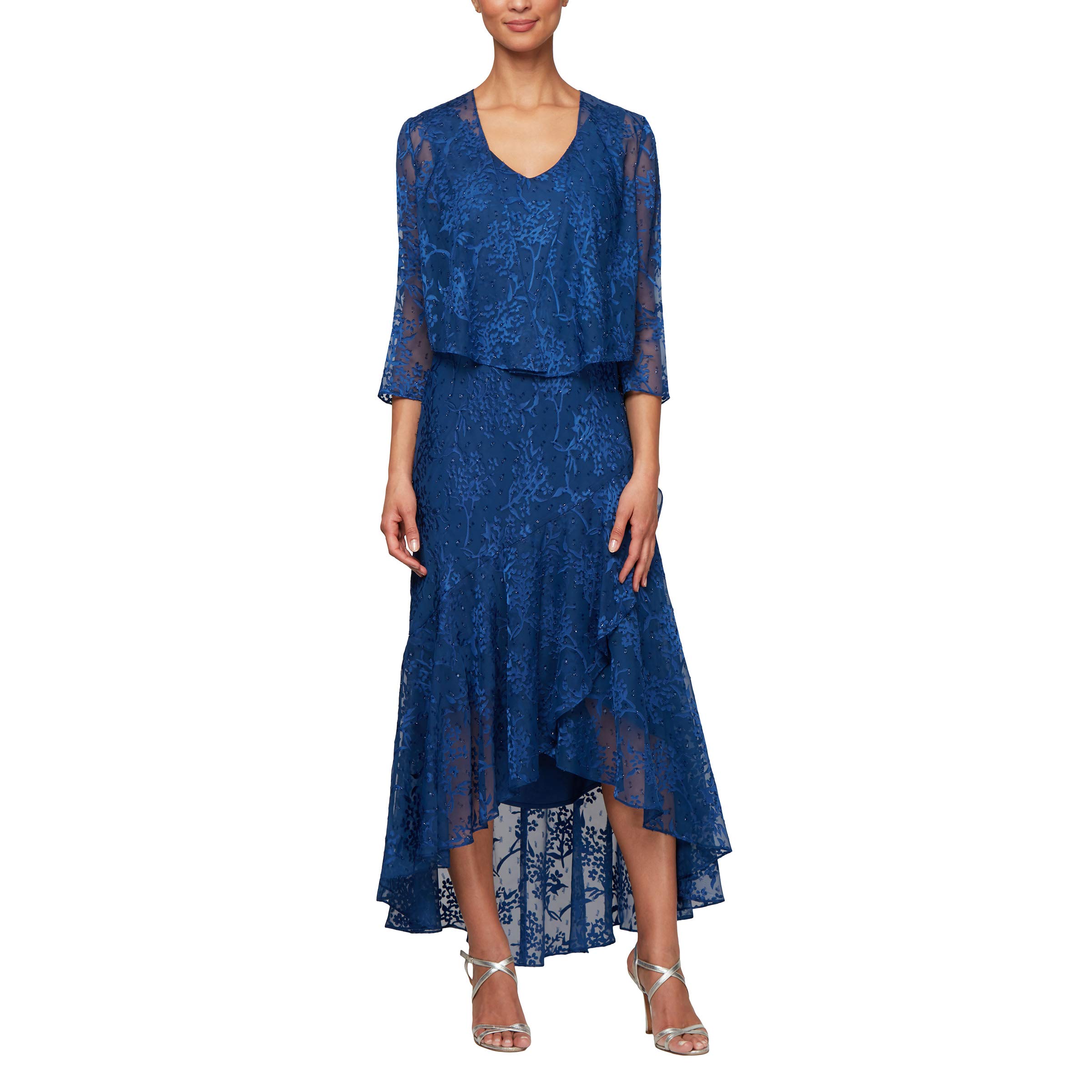 Alex Evenings Women's Sleeveless Printed Chiffon Cocktail Dress with Matching Jacket - Perfect for Weddings, Parties & Special Occasions