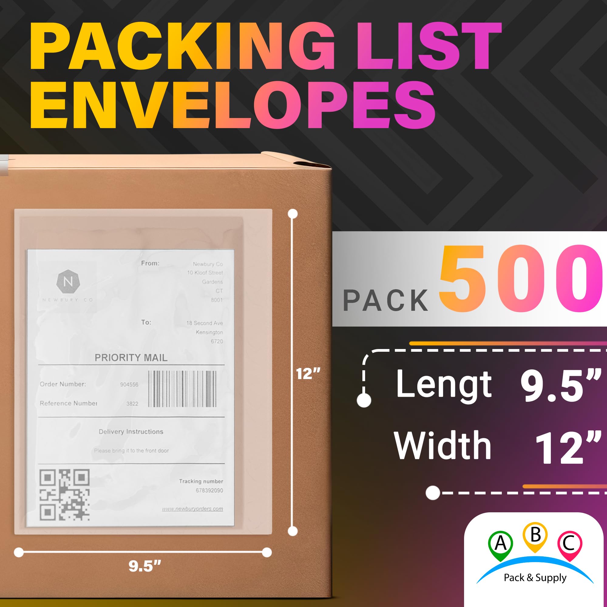ABC Clear Self-Adhesive Shipping Label Sleeves - 9.5