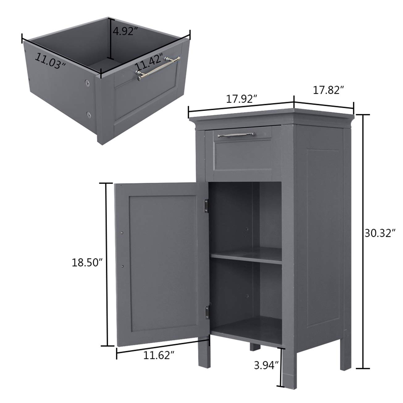 **MITPATY Gray Nightstand with Drawer and Cabinet - Modern Bedside Table for Bedroom Storage - Perfect for Small Spaces, Apartments & Guest Rooms**