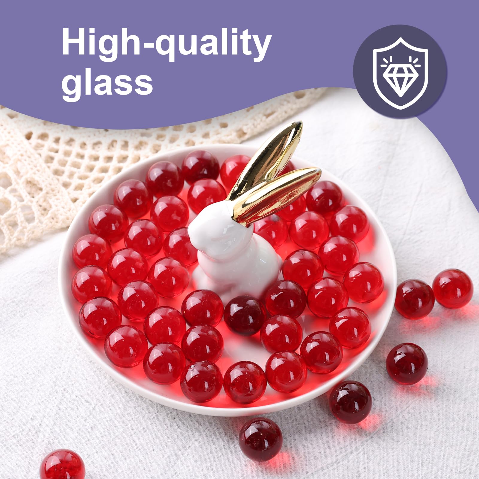DomeStar 1LB Bulk Glass Marbles - 0.63 Inch Vase Fillers, Decorative Red Glass Beads for Home Decor, Centerpieces, Floral Arrangements & DIY Crafts
