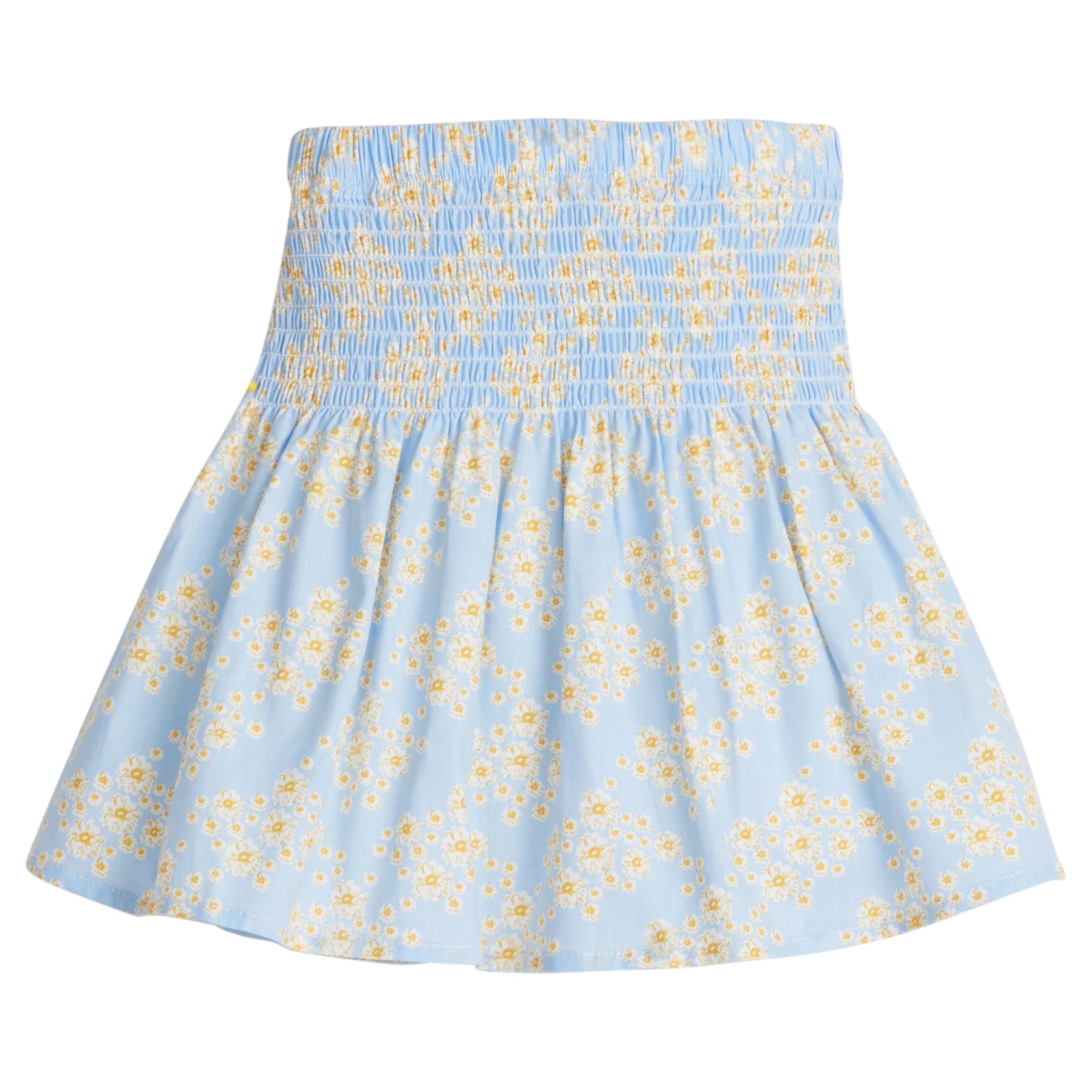 Bisby Shirred Circle Skirt - Blue Ditsy Floral Print Women's Midi Skirt | Perfect for Summer Outfits, Beach Vacations & Boho Fashion