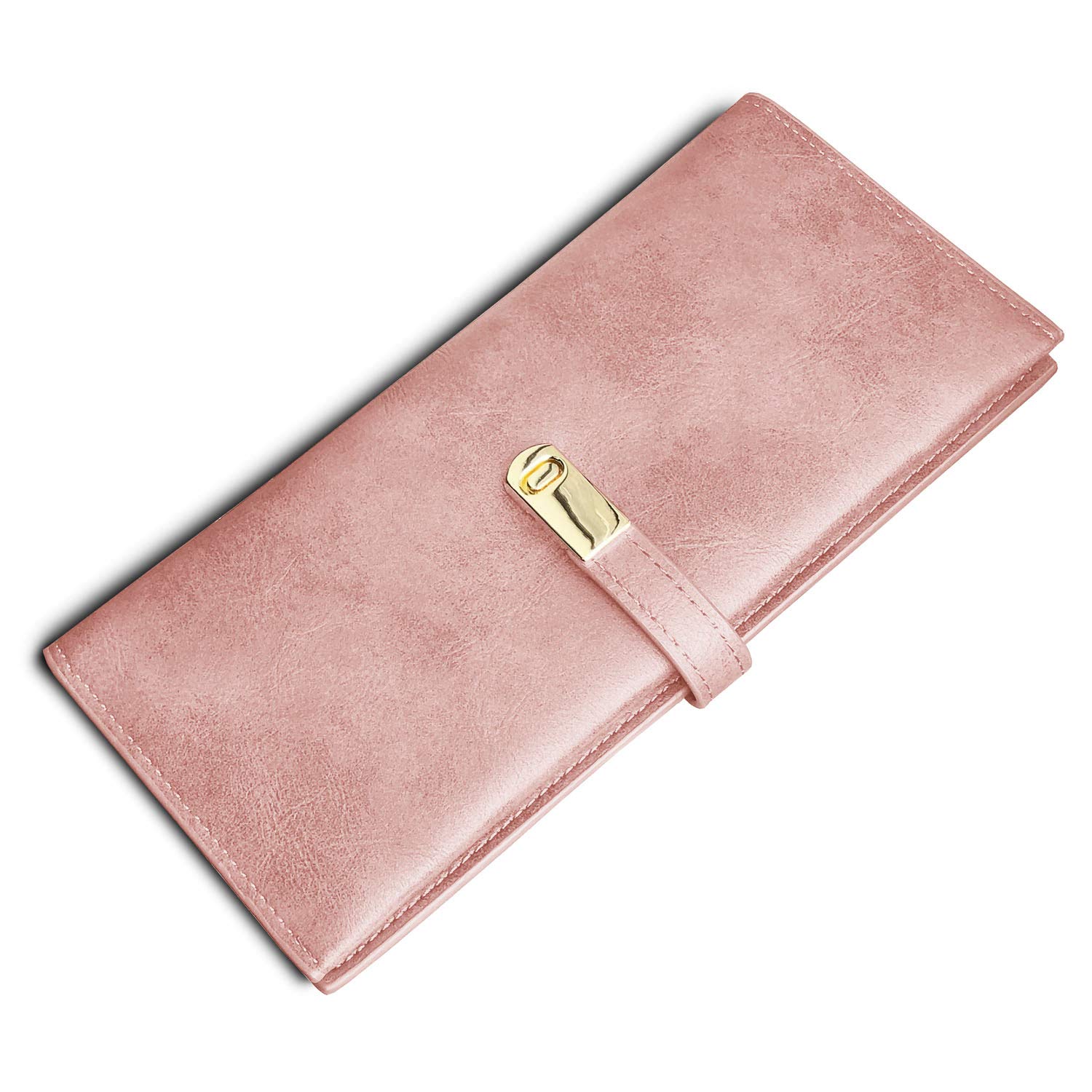 Slim Leather Wallet for Women - RFID Blocking Bifold Wallet with Magnetic Closure, Large Capacity Card Holder & Coin Purse (Pink) | Perfect for Everyday Use, Travel, and Gift Giving