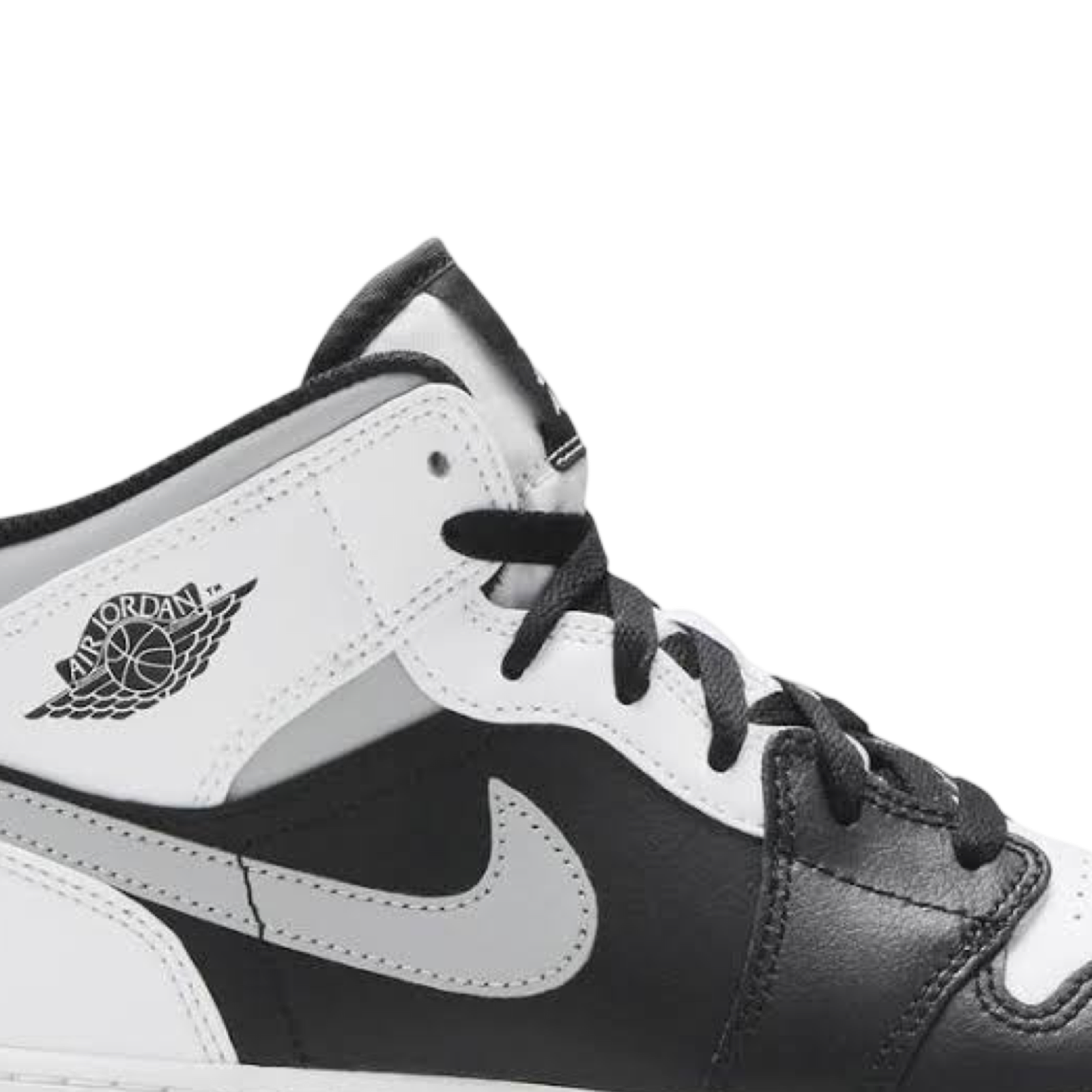 Air Jordan 1 Mid GS Sneakers - White Shadow Black Grey Basketball Shoes for Women & Girls - Perfect for Casual Wear, Gym & Street Fashion