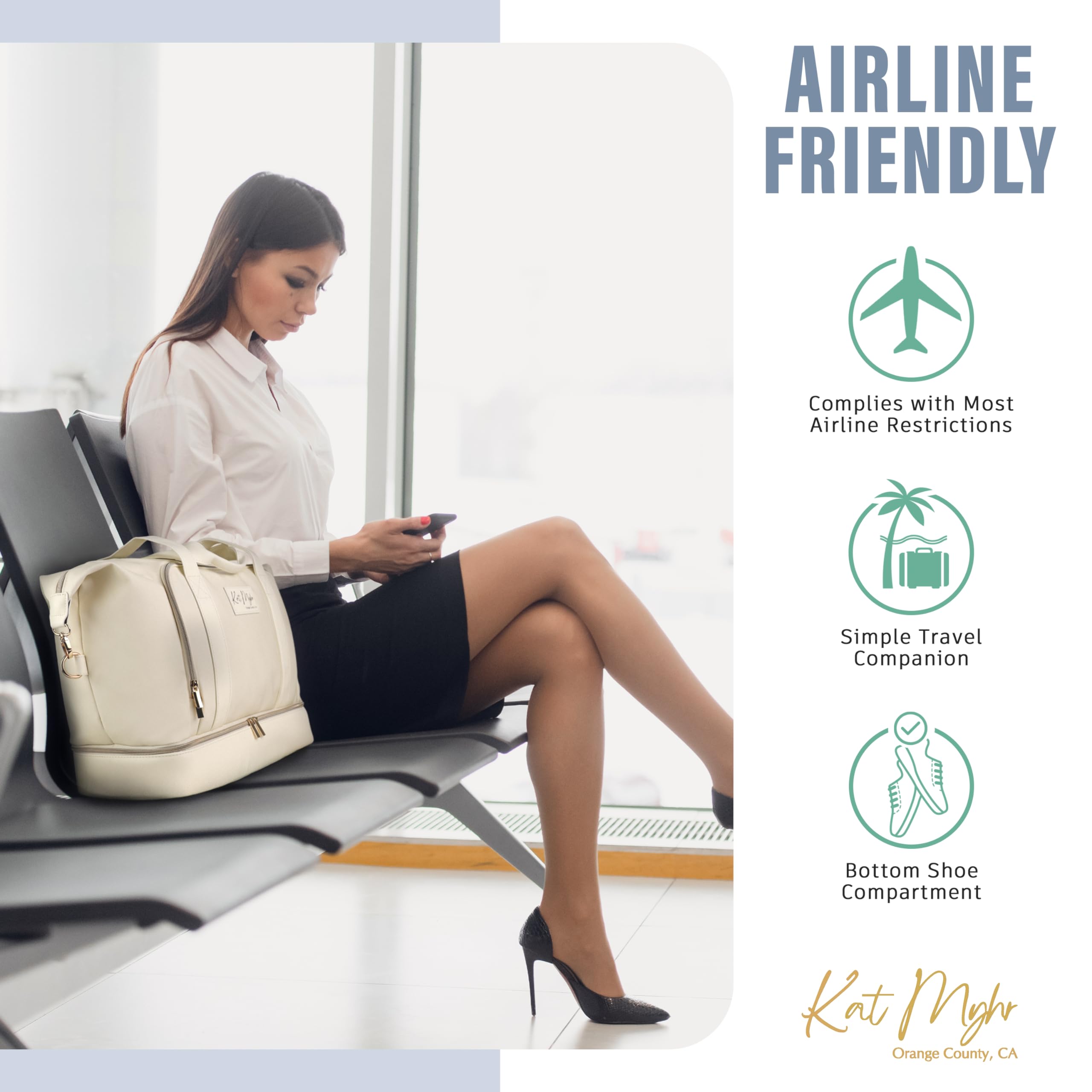 Women's Travel Weekender Bag - Large Duffle Overnight Bag with Shoe Compartment, Carry-On Approved for Airplane - Perfect for Gym, Weekend Trips & Business Travel