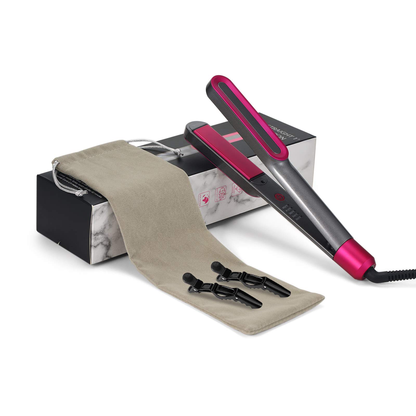 Funien Ionic Ceramic Flat Iron - Fast Heating Dual Voltage Hair Straightener & Curling Iron for Women & Men | Perfect for Beard Styling & Hair Smoothing at Home or Salon