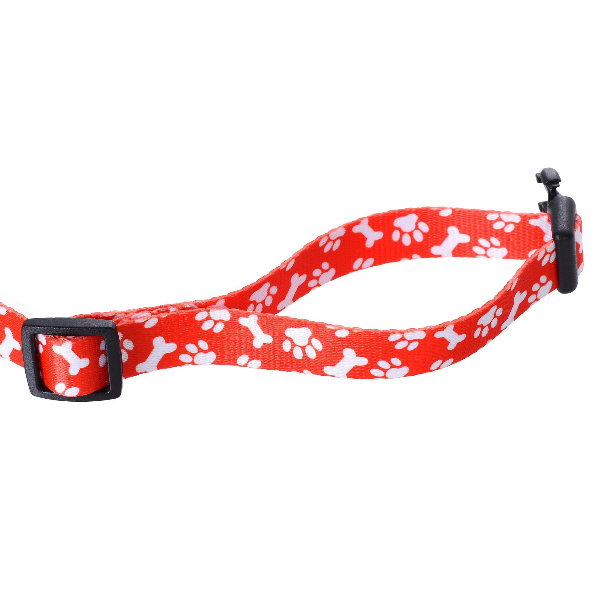 Premium Lightweight Dog Collar for Small & Medium Dogs - Cute Paws Bones Mustache Pattern | Soft Adjustable Puppy Collar for Boys & Girls | Perfect for Daily Walks, Training & Outdoor Adventures (Red, Large)
