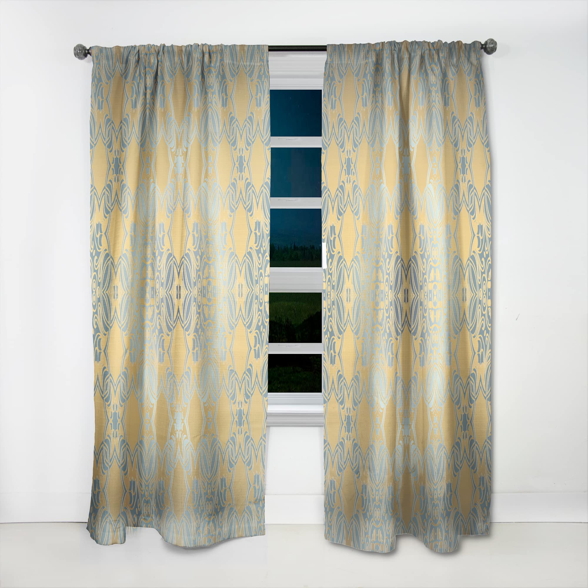 DesignQ 'Glam Flowers' Decorative Thermal Insulated Curtains - 52x90 Single Panel for Bedroom & Living Room - Elegant Window Drapes for Home Decor, Sun Protection & Privacy