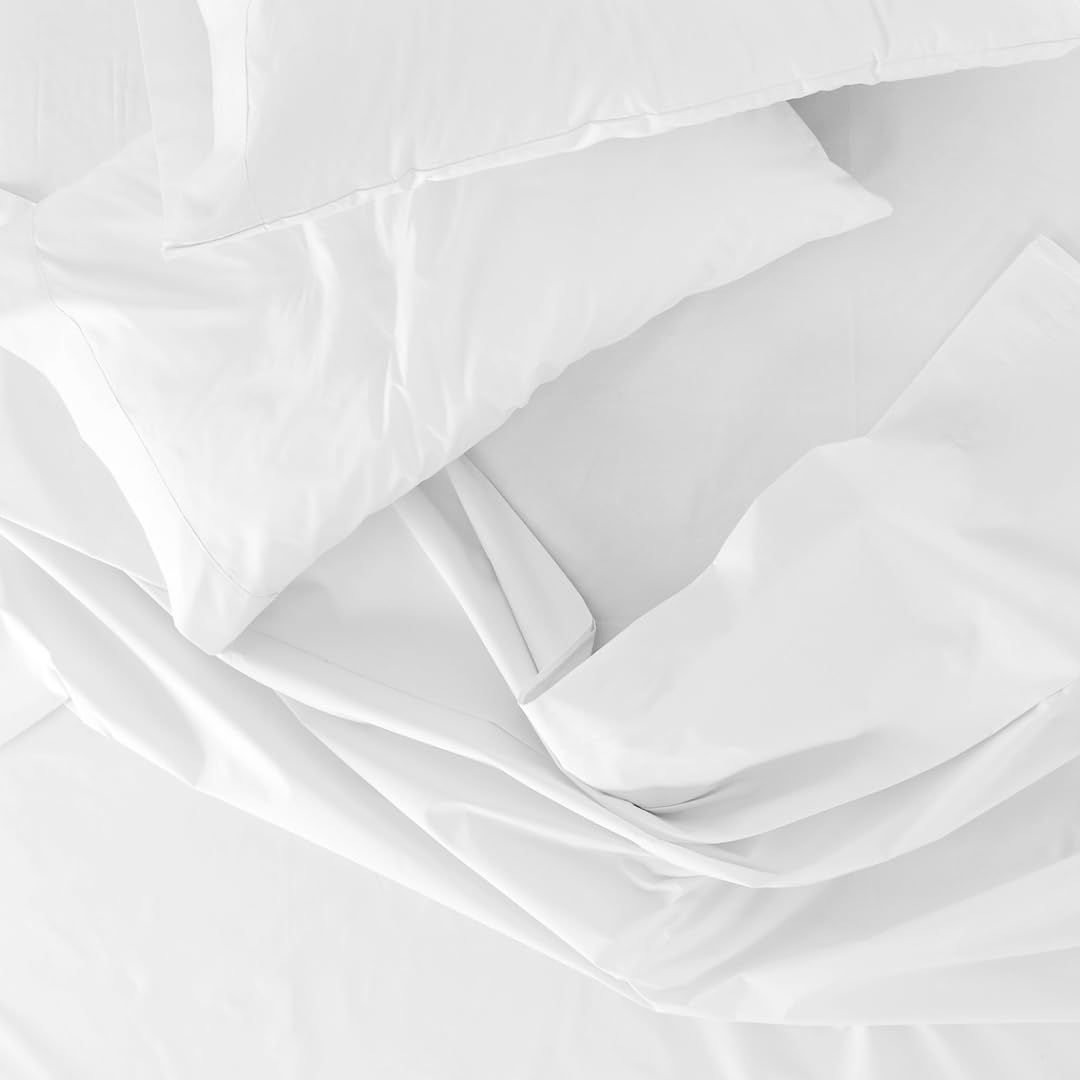 Premium 100% Peruvian Pima Cotton 4-Piece Bed Sheet Set - 800 Thread Count Sateen Weave, Breathable & Cooling Full Size Sheets in Solid White - Perfect for Hot Sleepers & Luxury Bedroom Decor