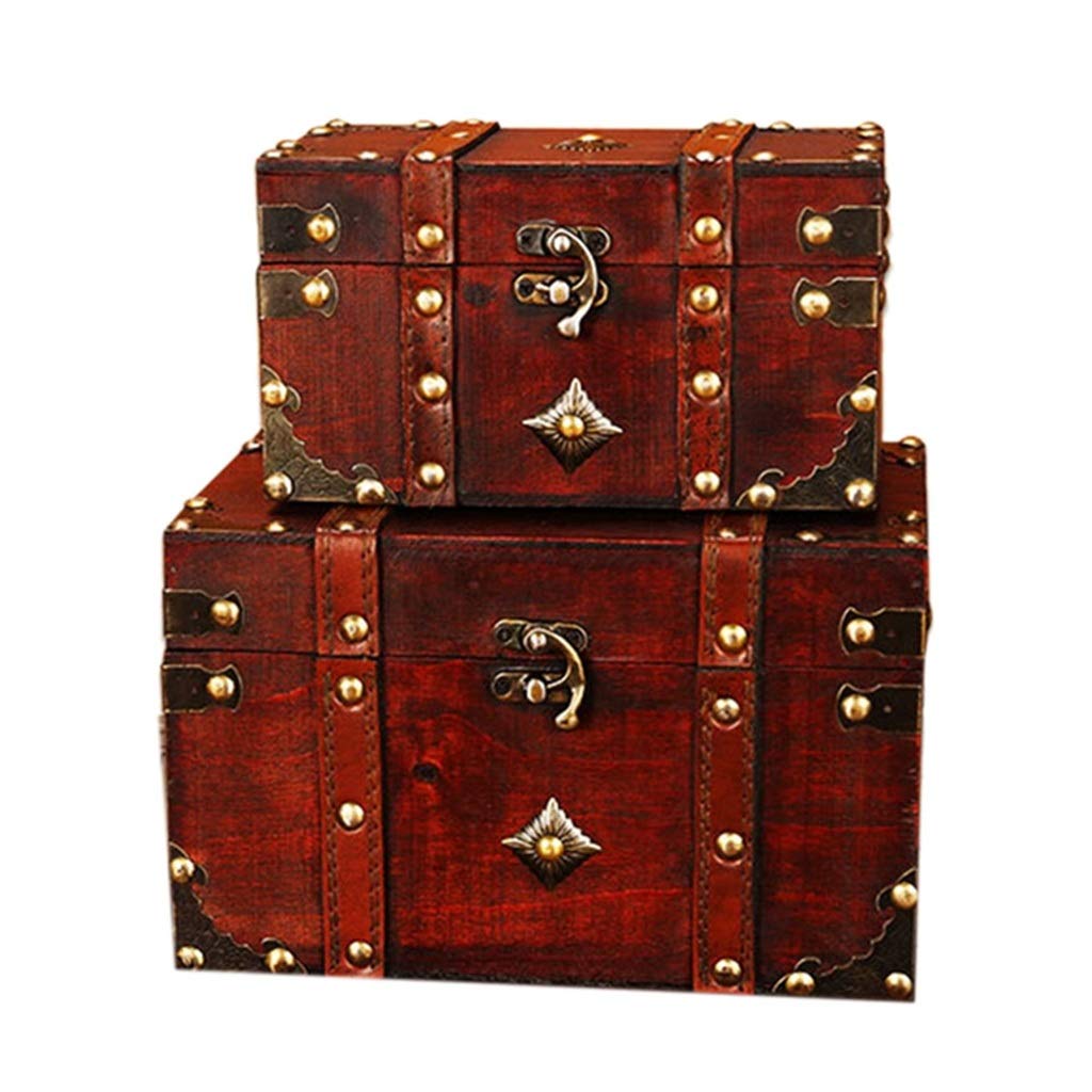 Vintage European Style Wooden Jewelry Box Set - 2-Piece Antique Square Storage Box for Jewelry, Crafts & Collectibles | Perfect for Home Decor, Gift Giving & Vintage Themed Photography Props