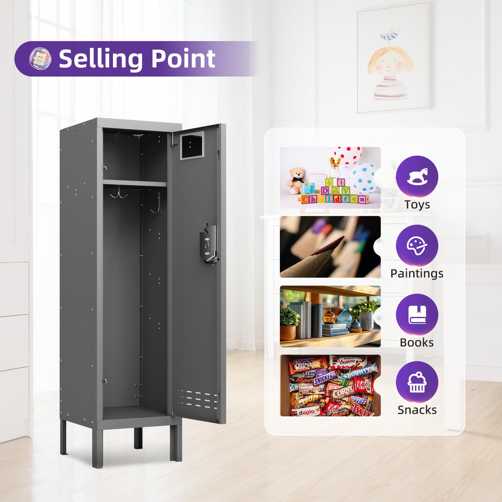Heavy Duty Metal Storage Locker Cabinet - 54