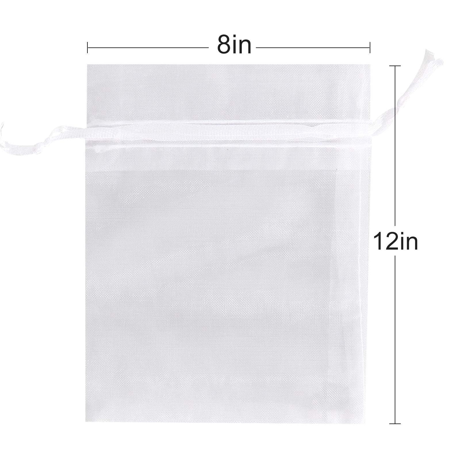 100Pcs White Organza Drawstring Bags 8x12 Inches - Premium Mesh Gift Bags for Christmas, Weddings, Baby Showers & Party Favors - Elegant Favor Pouches for Jewelry, Candies & Small Gifts