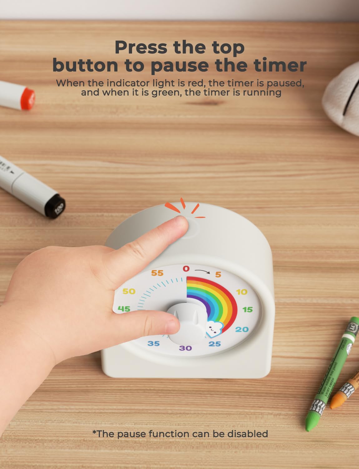 LIORQUE 60 Minute Visual Timer for Kids - Rechargeable Countdown Timer with Rainbow Design & Magnetic Back | Classroom, Homework, Pomodoro Study & Time Management Tool