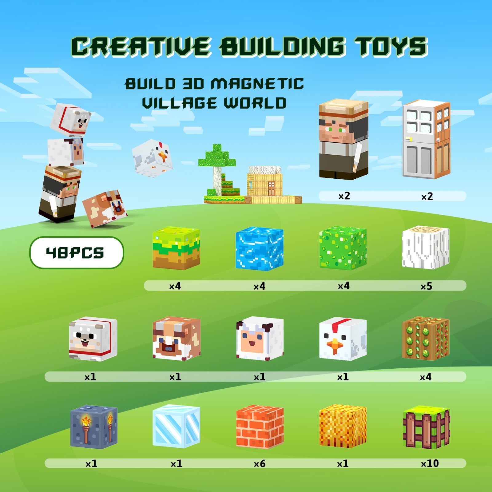 Magnetic Building Blocks for Kids - STEM Educational Toys for Ages 3-13 | Creative Construction Set for Boys & Girls | Perfect Christmas & Birthday Gift | Great for Classroom Learning & Home Play
