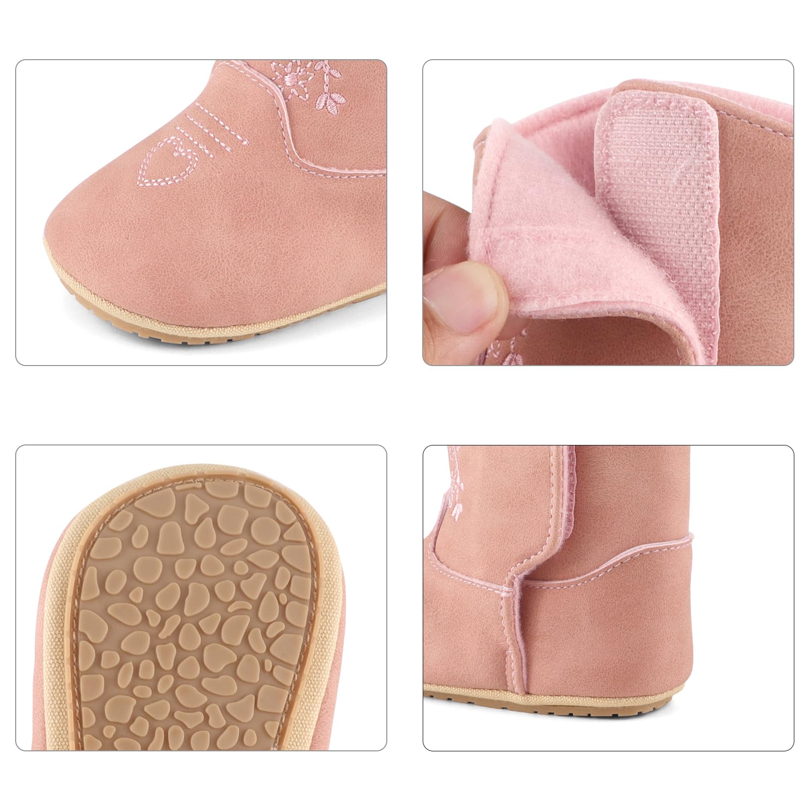 ESTAMICO Baby Girls Western Boots with Embroidery - Soft & Comfortable Cowboy Boots for Toddlers - Perfect for Parties, Playdates & Western Outfits
