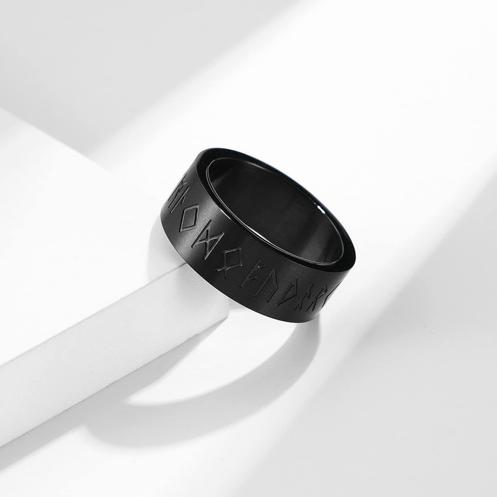 Bishilin Men's Engagement Ring - Custom Silver, Black & Gold Wedding Band - 8MM Stainless Steel Viking Ring for Men - Perfect for Proposals, Anniversaries & Gifts