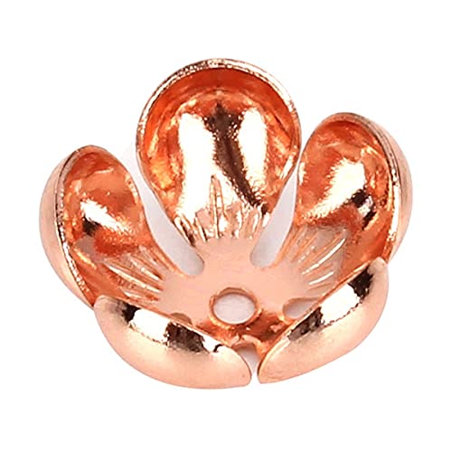 50pcs Gold/Silver/Copper Lotus Flower Filigree End Caps for 12mm Pearl Beads - DIY Jewelry Making Findings (Rose Gold) - Perfect for Necklaces, Bracelets & Earrings Crafting