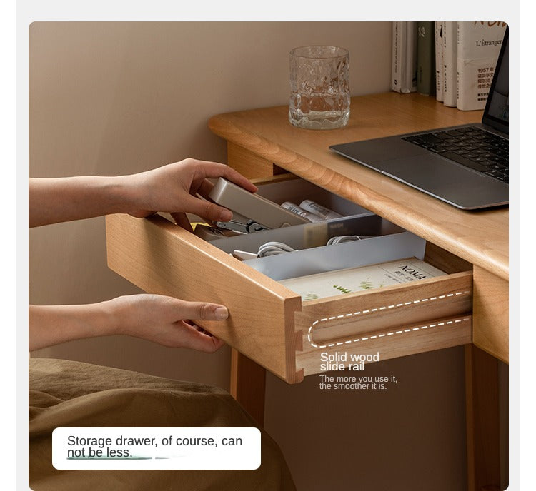 Solid Beech Wood Small Desk - Compact & Sturdy Home Office Desk for Study, Work, or Dorm Room - Perfect Workspace Solution for Small Spaces