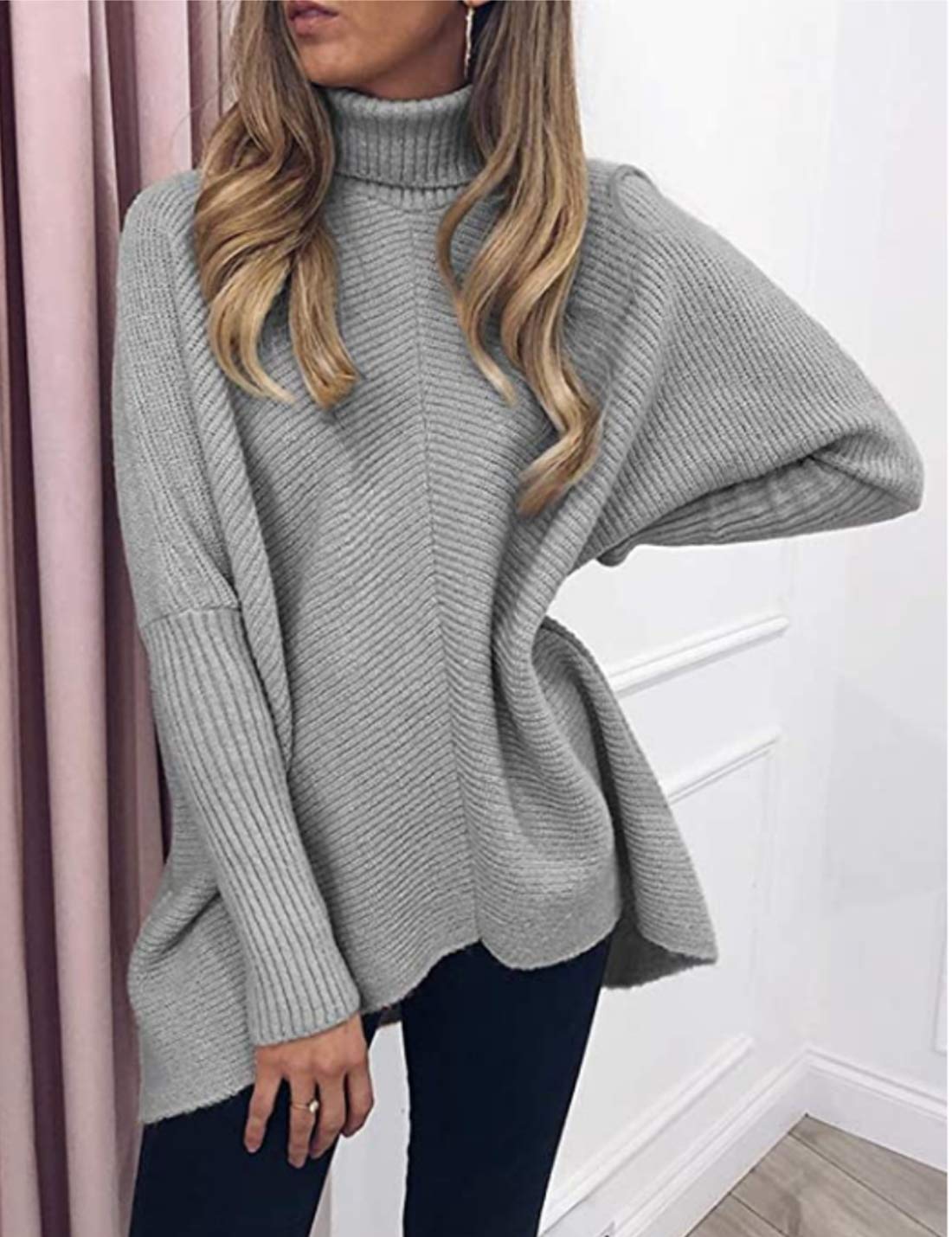 Locachy Women's Casual Turtleneck Pullover Sweater - Soft Cable Knit Short Sleeve Jumper Top for Fall & Winter | Perfect for Office, Date Night & Weekend Outfits