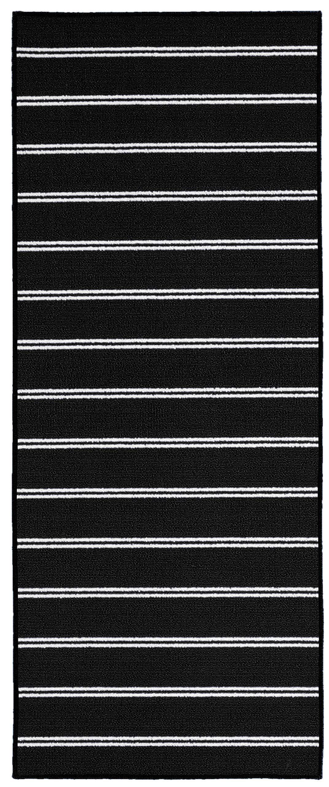 Garland Rug Avery Area Rug 2x5 Feet - Soft Non-Slip Black Indoor Runner Rug for Hallway, Bedroom & Living Room Decor