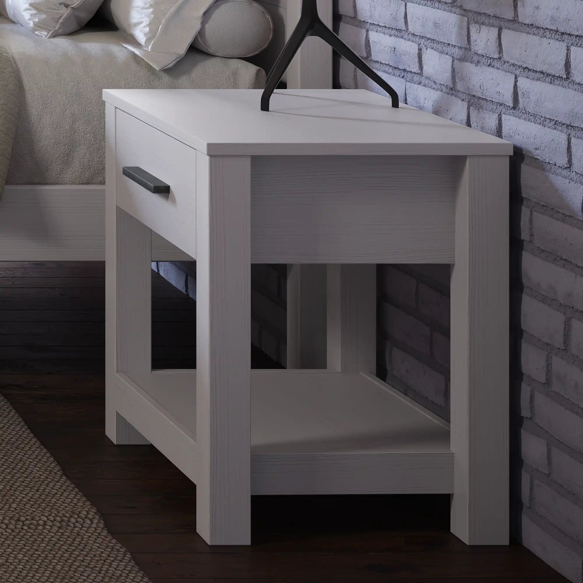 Modern One Drawer Nightstand - Slim Bedside Table with Storage for Small Spaces - Perfect for Bedrooms, Apartments & Dorms