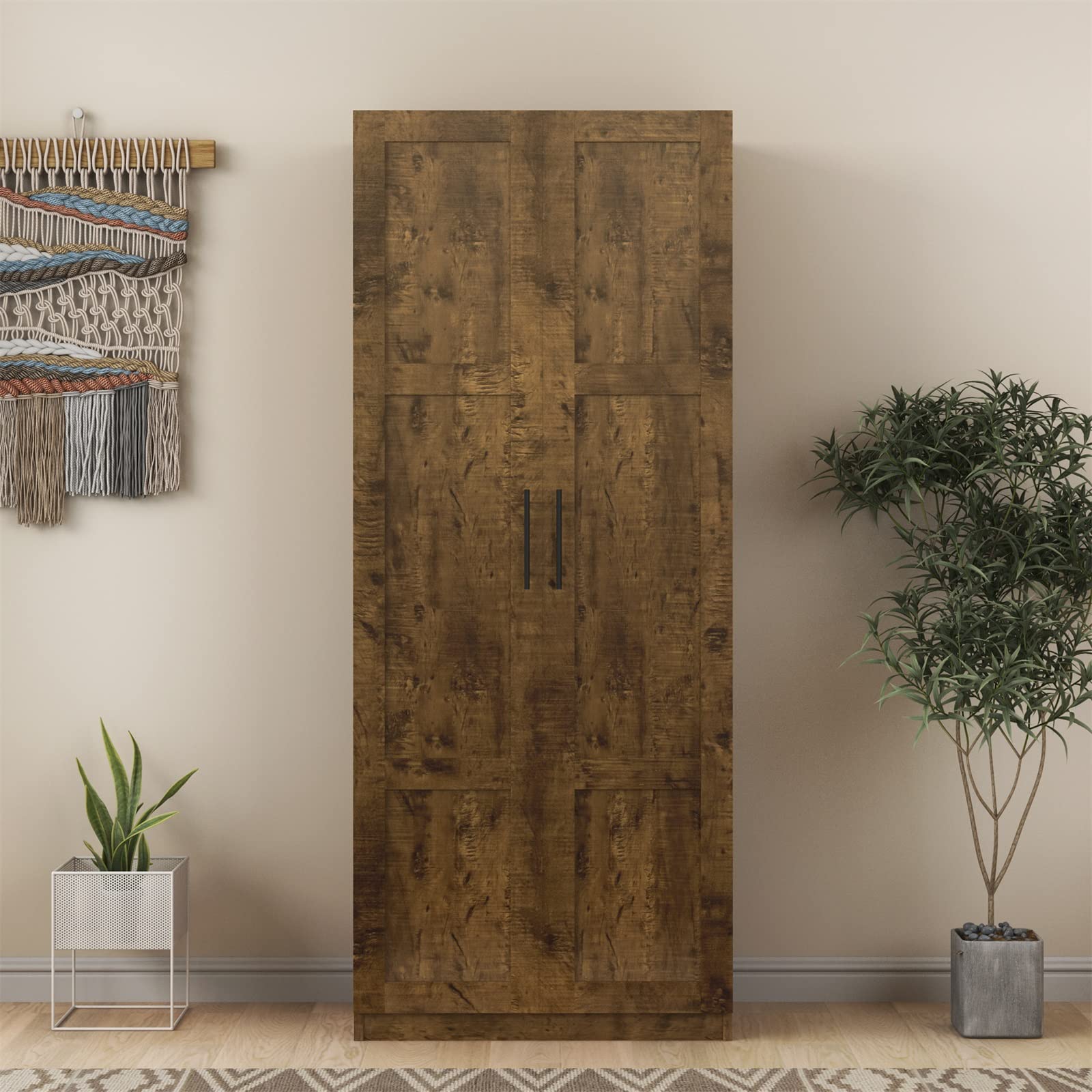 Holaki 2-Door 3-Shelf Storage Cabinet - Large Wooden Pantry Organizer, Freestanding Wardrobe & Kitchen Cabinet for Living Room, Office, Bedroom, Bathroom (Walnut) - Perfect for Home Organization & Space Saving Storage Solutions