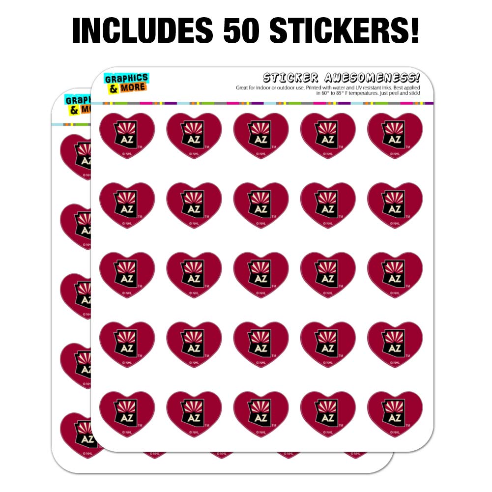 Arizona Coyotes NHL Logo Heart Shaped Planner Stickers - Perfect for Scrapbooking, Bullet Journals & DIY Crafts