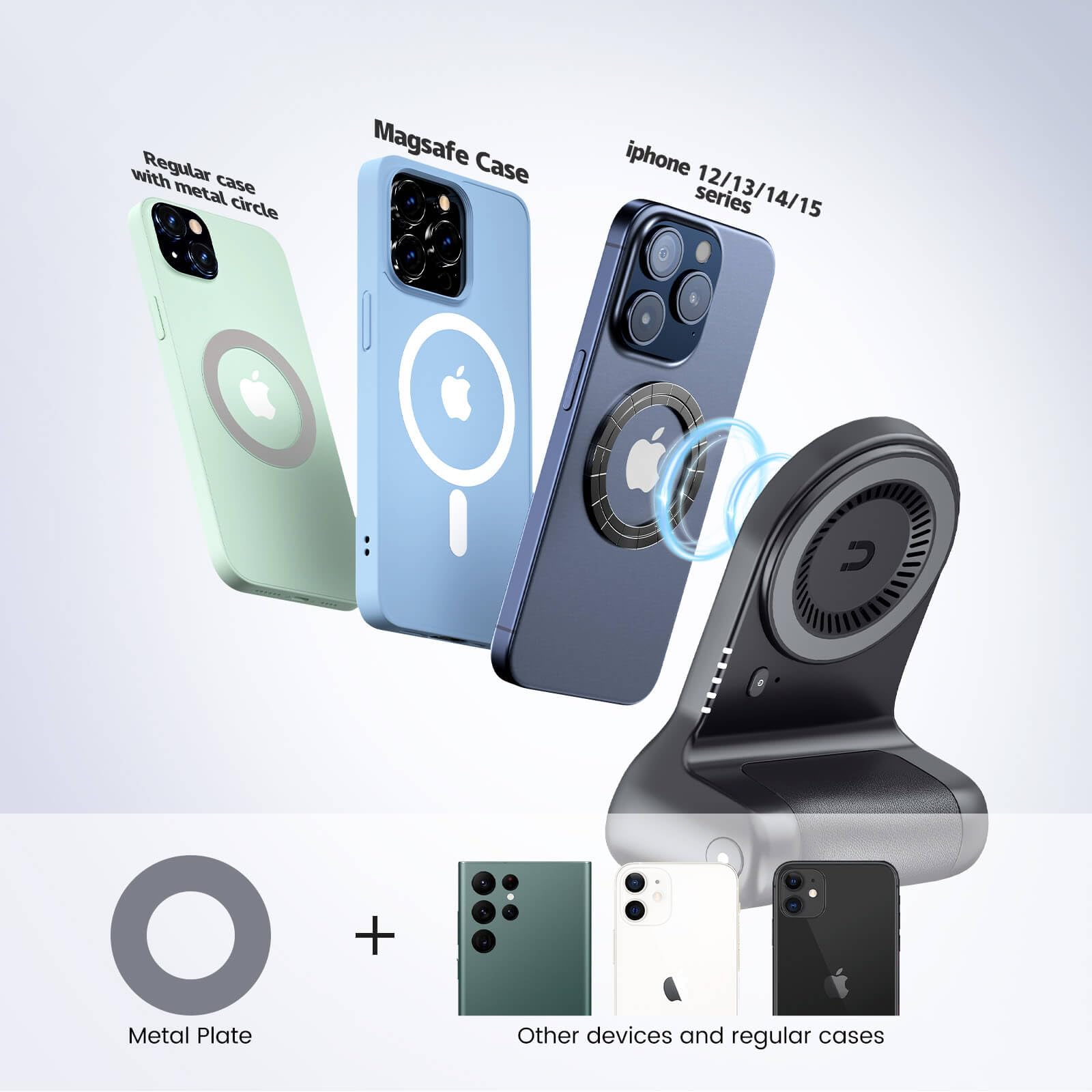 Vimitty Magnetic Phone Stand with 5,000mAh Power Bank - Portable Charging Stand & Phone Holder with Grip Handle for iPhone & Android - Perfect for Desk Use, Travel, and Video Shooting