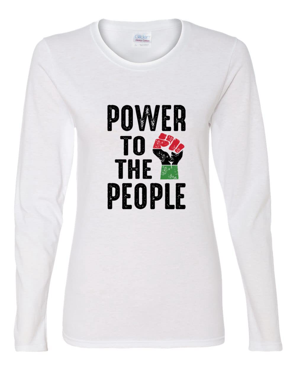 Wild Bobby Power to The People Black Pride Women's Graphic Long Sleeve T-Shirt - Black History Month & Social Justice Apparel for Women