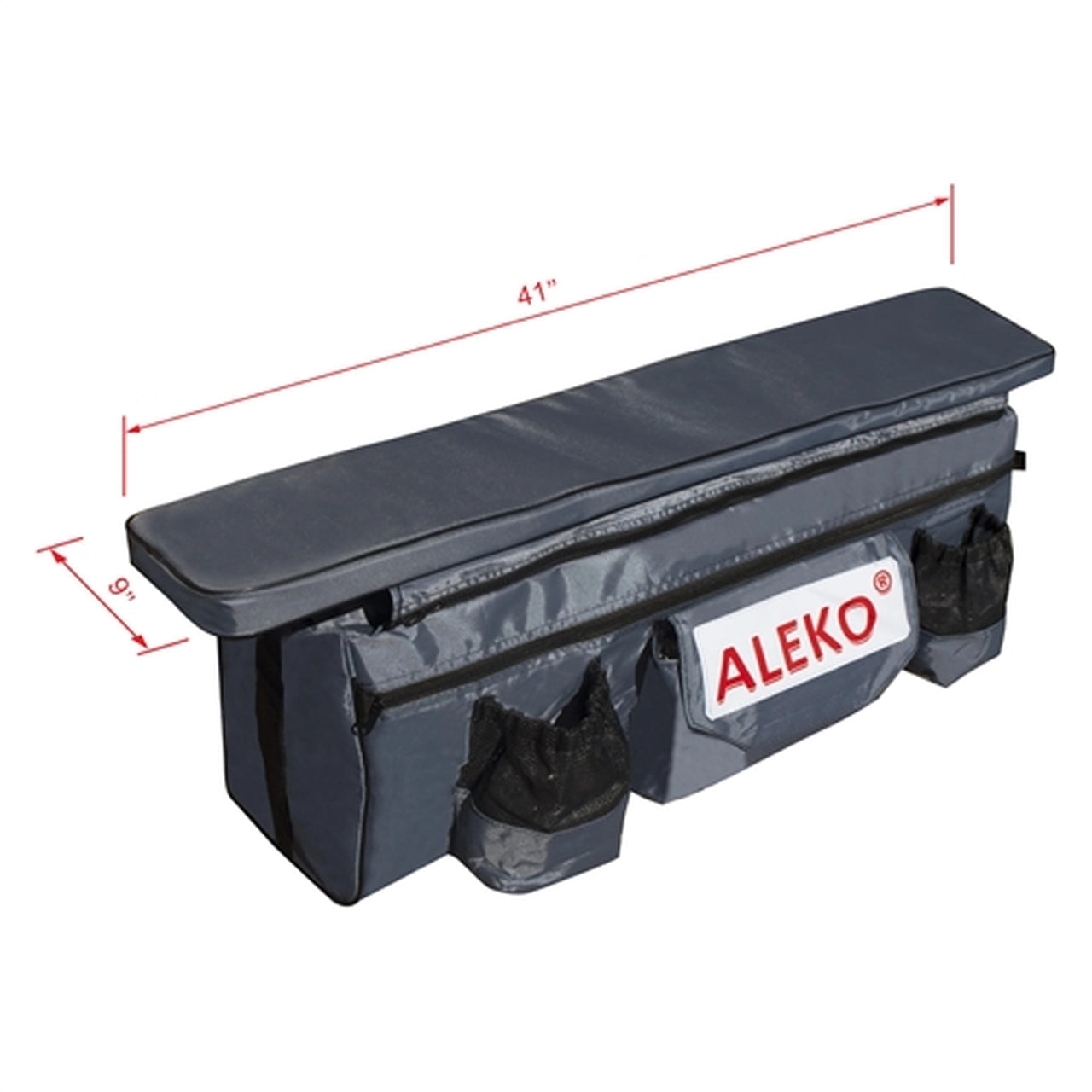 Aleko Waterproof Inflatable Boat Seat Cushion with Storage Pockets & Under Seat Bag - 41x9 Inches Dark Gray - Comfortable for Fishing, Kayaking, and Boating Adventures