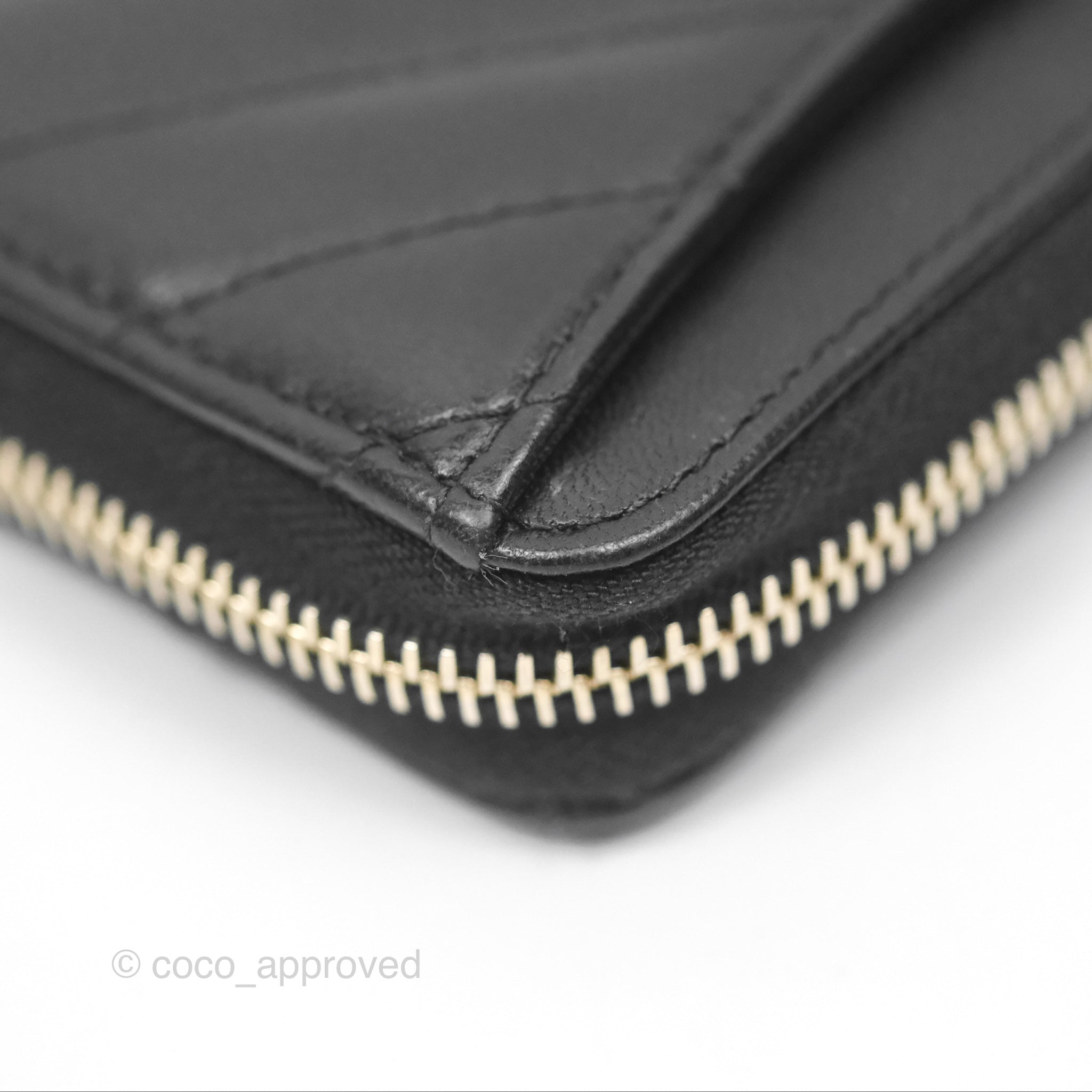 Chanel Chevron Zipped Coin Purse - Black Lambskin with Gold Hardware | Luxury Small Wallet for Women | Perfect for Parties, Travel & Everyday Use