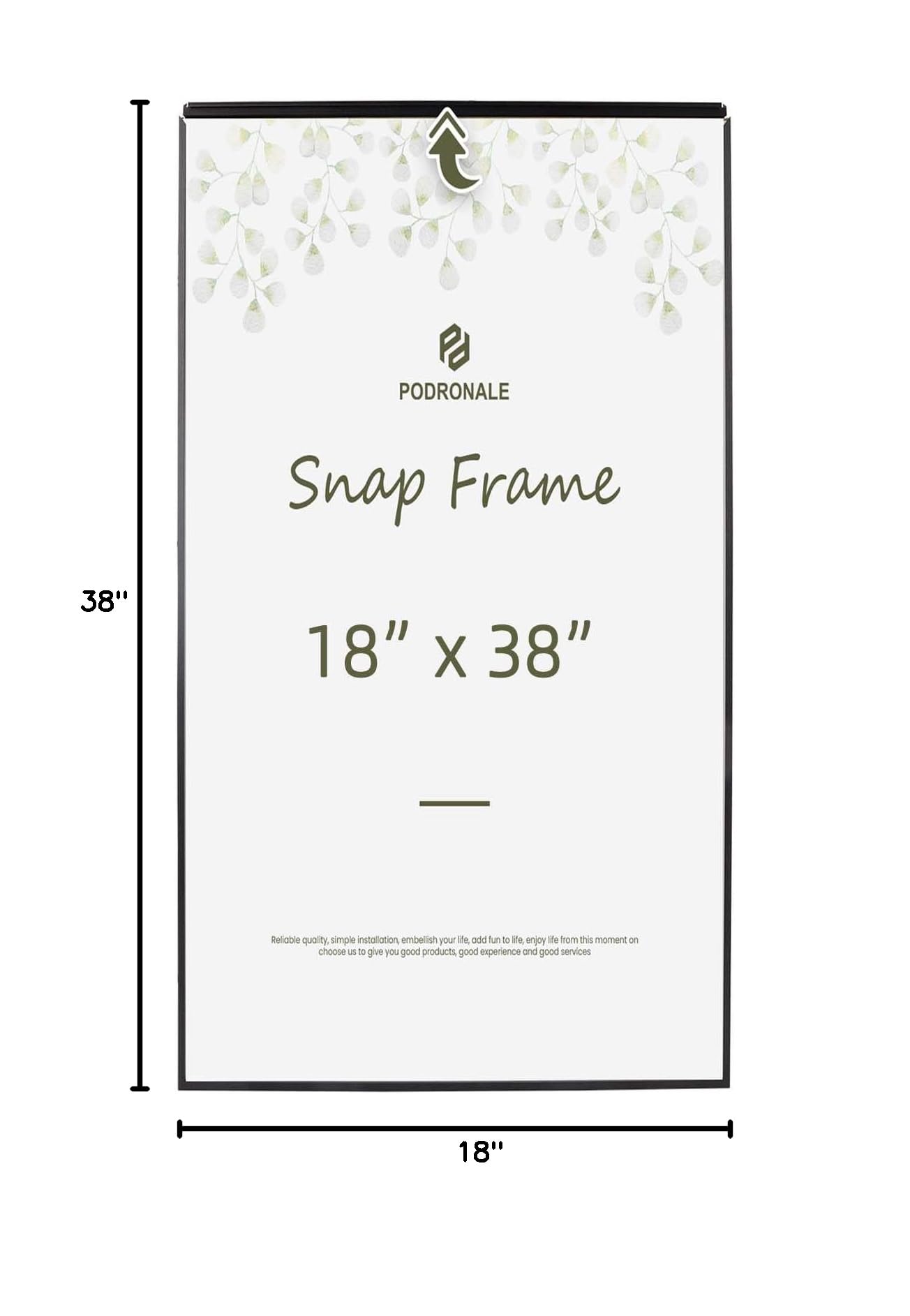 18x38 Inch Black Snap Poster Frame with Plexiglass & Coated Aluminum Profile - Horizontal & Vertical Display (1 Pack) - Perfect for Art Prints, Photos, and Home/Office Decor