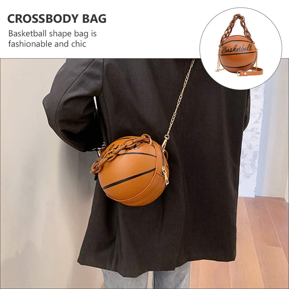 Basketball Shaped Shoulder Bag - Leather Crossbody Purse for Sports & Travel