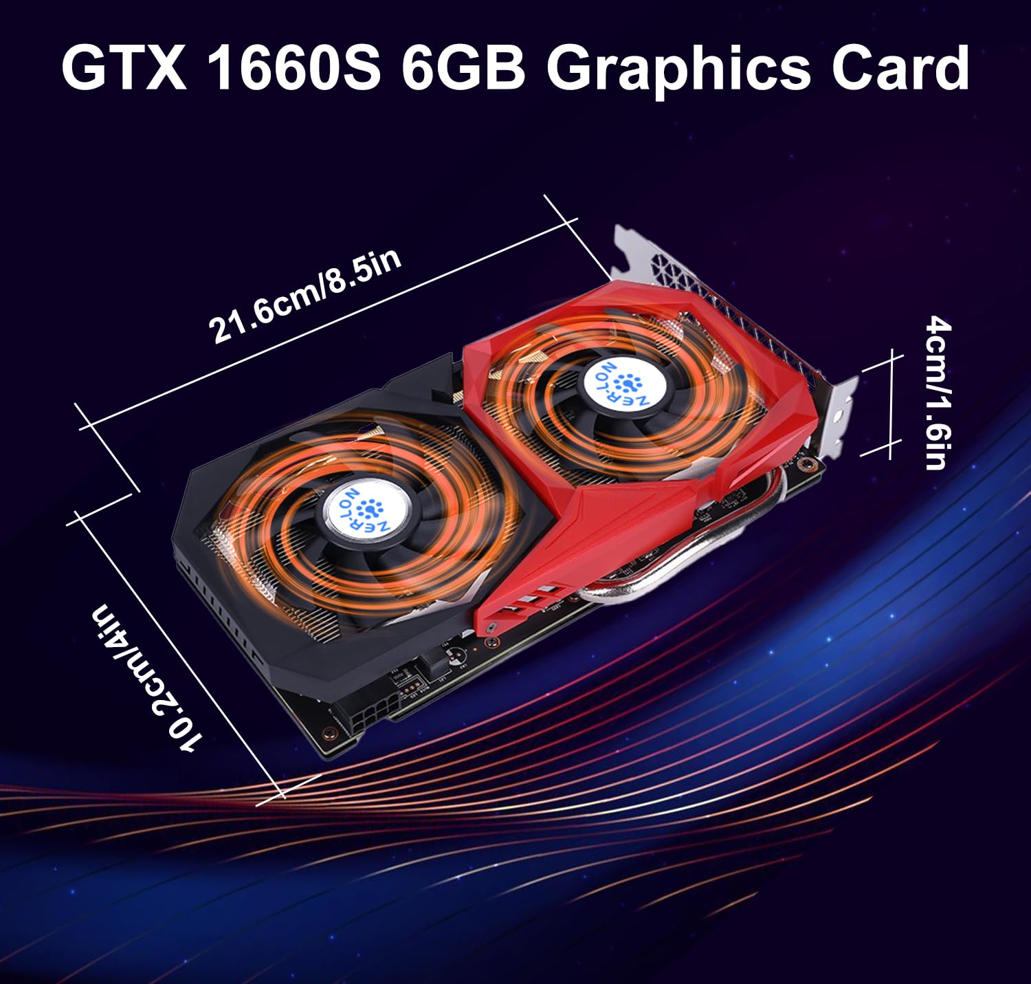 GeForce GTX 1660 Super 6GB GDDR6 192-bit PCIe 3.0 Gaming Graphics Card - Dual Freeze Fans, HDMI/DP/DVI Ports, 4K & 8K Support - Perfect for PC Gaming, Video Editing & 3D Rendering
