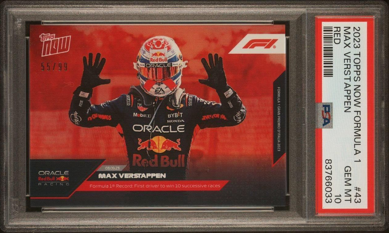 PSA 10/10 Max Verstappen #43 Red 2023 Topps Now F1 Racing Card - Perfect for F1 Collectors, Sports Memorabilia Enthusiasts & Race Day Display