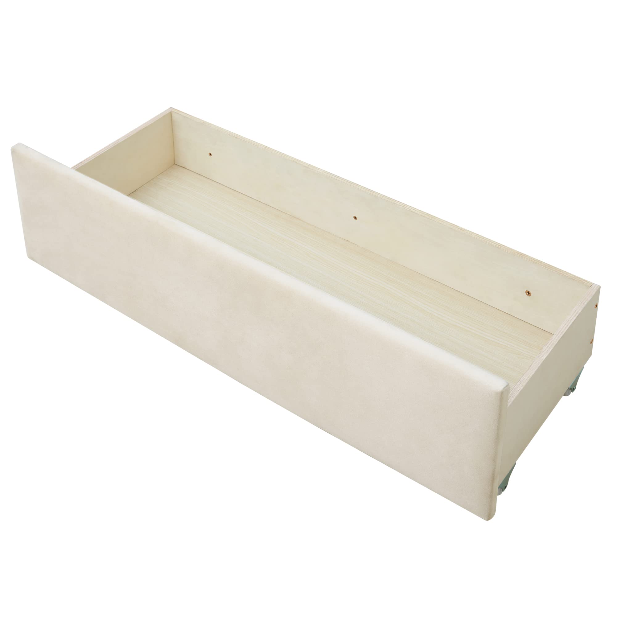 Bellemave Twin Upholstered Daybed with Storage Drawers - Convertible Sofa Bed in Soft Beige Velvet for Living Room, Bedroom & Guest Room - Perfect for Small Spaces, Sleepovers & Extra Seating