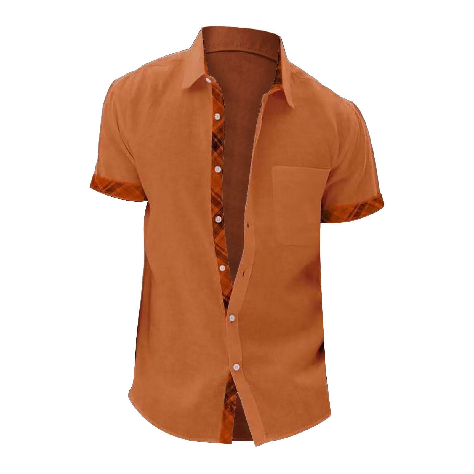 Men's Short Sleeve Hawaiian Shirt - Big & Tall Casual Button Down Dress Shirt with Contrast Trim | Summer Beach Vacation, Luau Party, Tropical Outfit