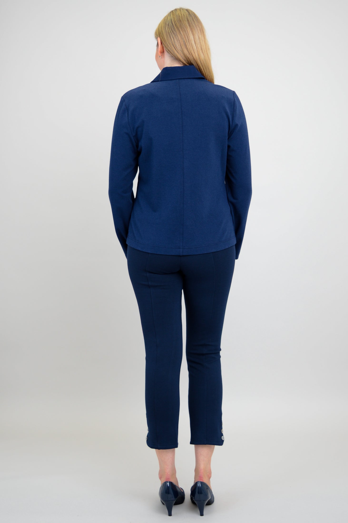 Lauren Jacket - Indigo Blue Linen Bamboo Blend Women's Lightweight Coat | Perfect for Spring & Fall Layering, Casual Outings, and Office Wear