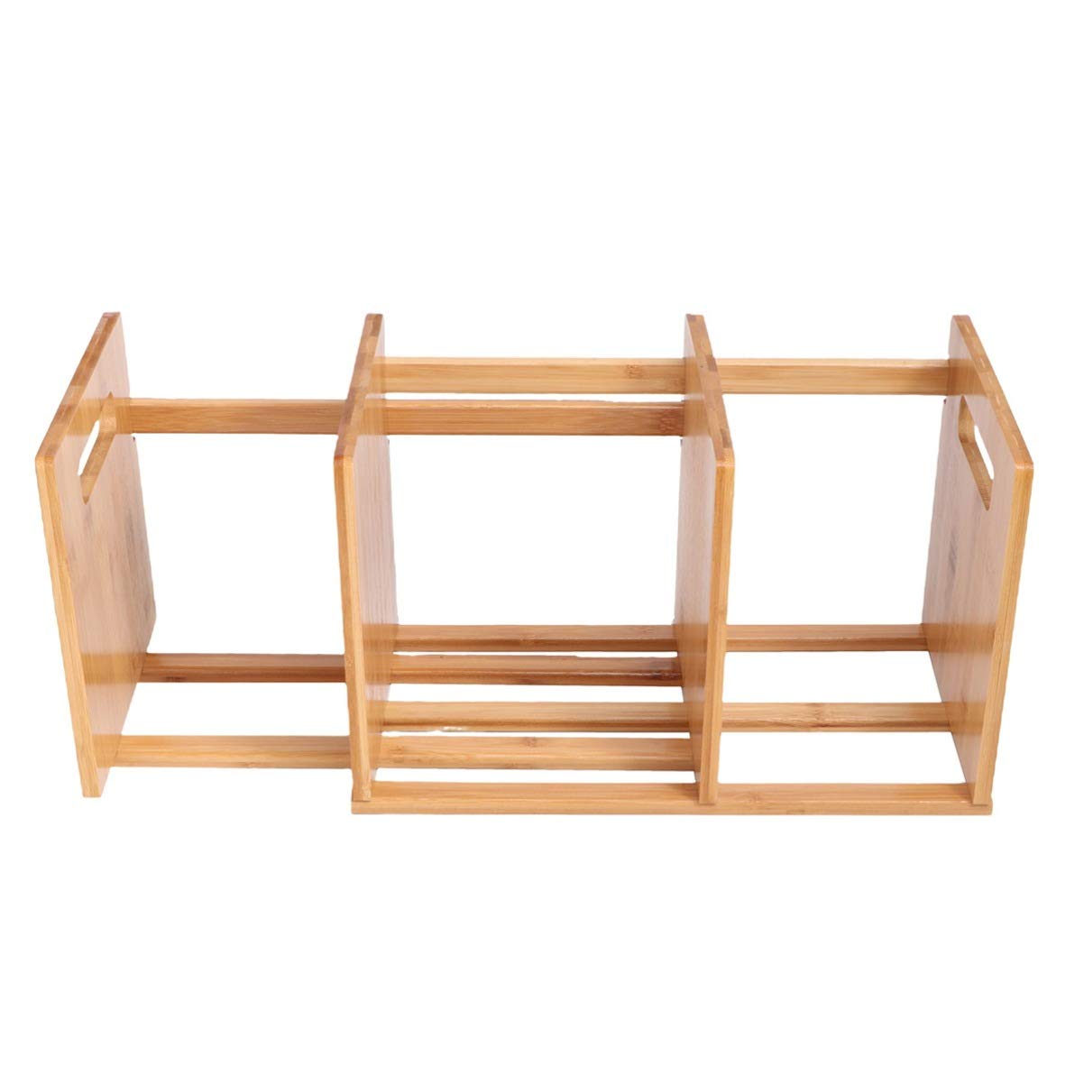 NUOBESTY Expandable Bamboo Book Rack - Wooden Desktop Organizer & Bookshelf for Office, Study, Living Room - Space-Saving Storage Solution for Books, Magazines, Office Supplies
