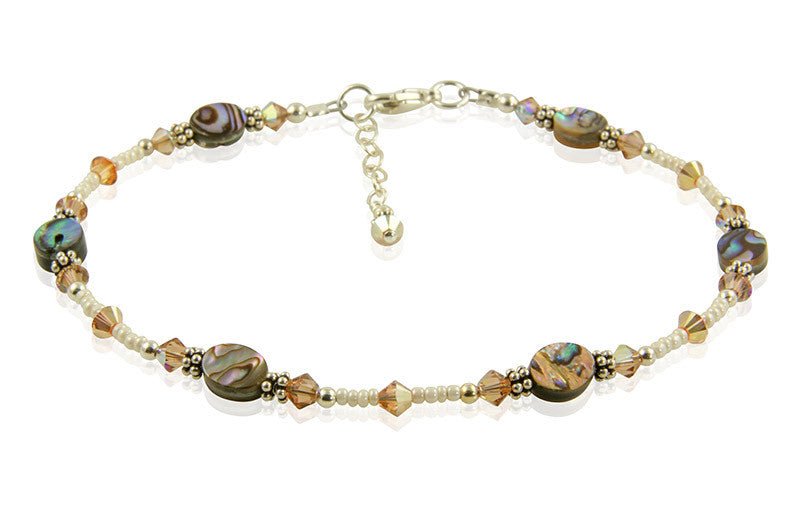 Sunshine Topaz Abalone Shell Anklet - Handmade Boho Beach Jewelry for Women | Perfect for Summer Vacations, Beach Weddings & Festival Accessories