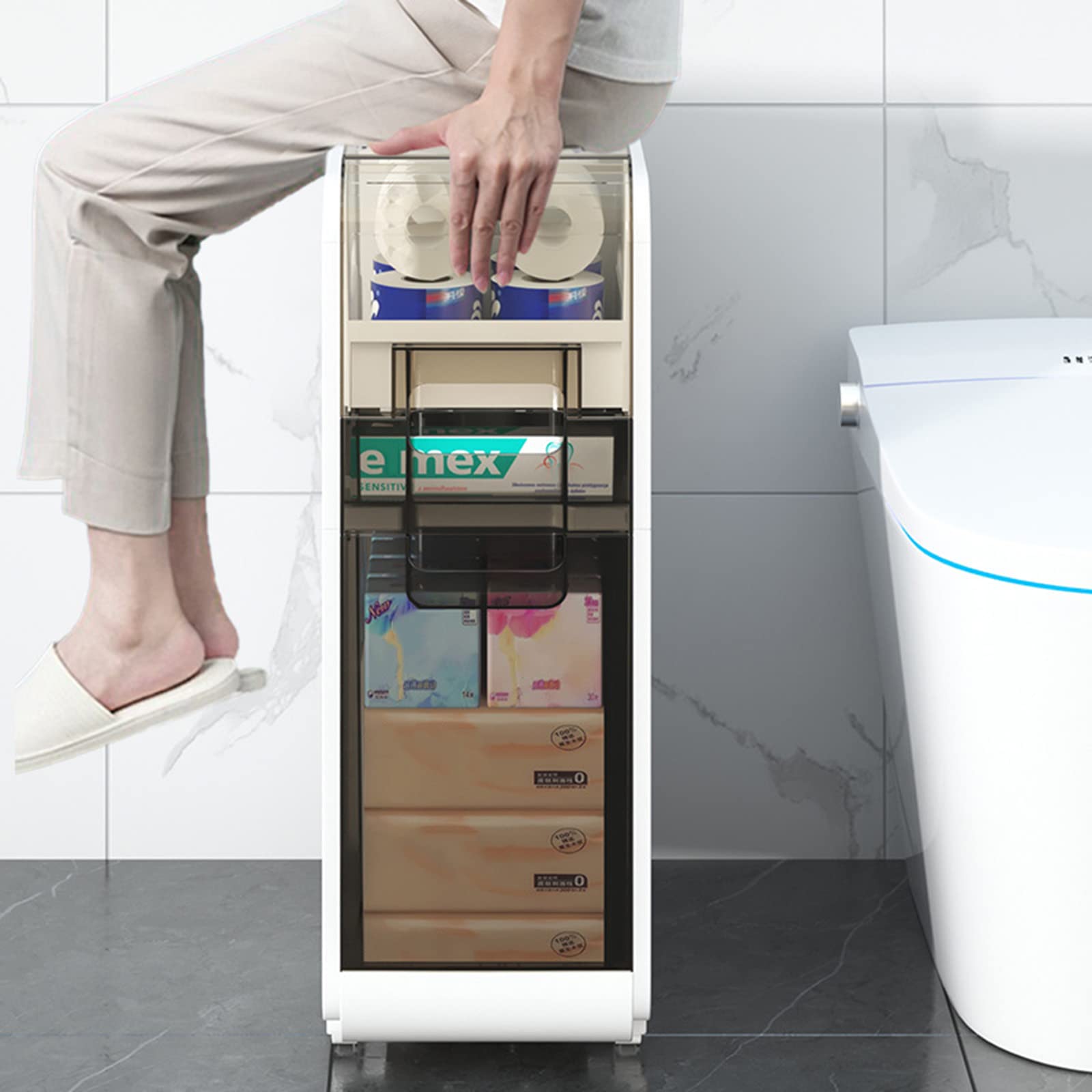 Narrow Slim Bathroom Storage Cabinet - 6.69