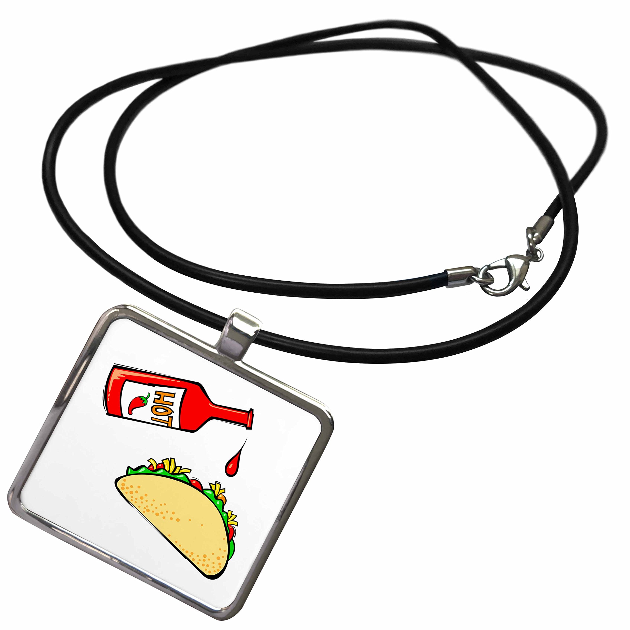 3D Rose Susan's Zoo Crew Food Vegetable Hot Pepper Necklace - Hot Sauce Dripping on Taco Rectangle Pendant - Unique Animal Jewelry for Women, Gift for Spicy Food Lovers - Perfect for Taco Tuesday, Mexican Cuisine Parties & Hot Sauce Enthusiasts
