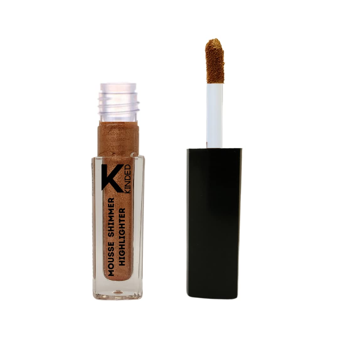 KINDED Liquid Highlighter & Illuminator - Shimmer Mousse Bronzer Blush with Metallic Finish | Multi-Use for Face, Eyes & Body | Creamy Cool Copper Glow (3ml) | Perfect for Party, Date Night & Photoshoot Makeup