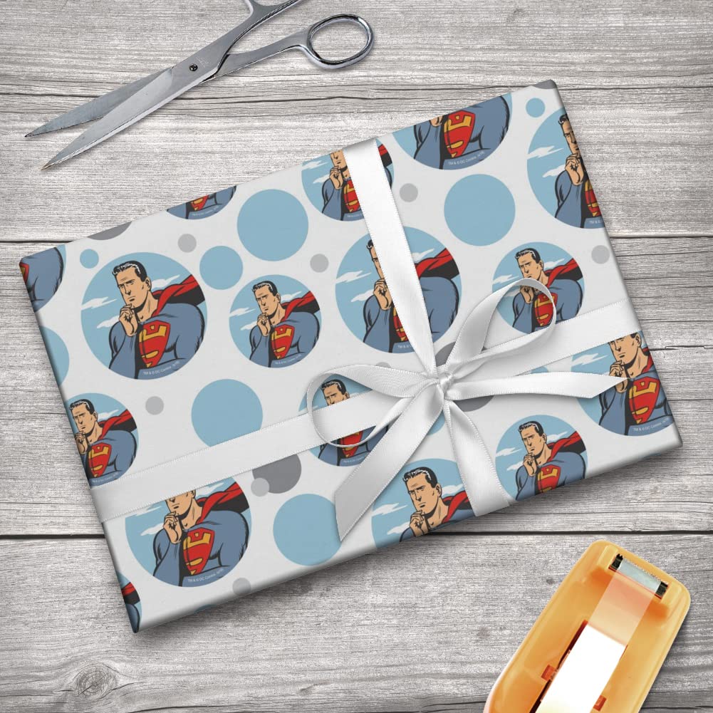 Superman Gift Wrap Paper Roll - Premium Wrapping Paper for Birthday, Christmas Gifts & Party Decorations - DC Comics Superhero Theme for Fans & Collectors