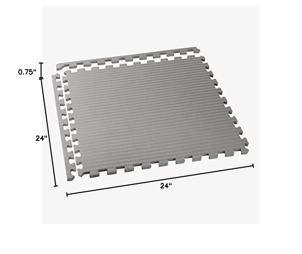 3/4 Inch Thick EVA Foam Interlocking Exercise Mats - Martial Arts, MMA, Home Gym & Anti-Fatigue Floor Tiles with Tatami Pattern (24