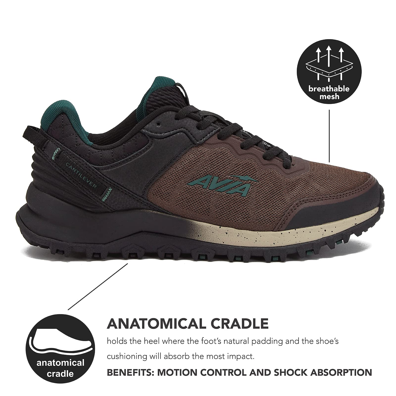 Avia Ultra Men's Trail Running Shoes - Lightweight Breathable Mesh Hiking Sneakers for Men | Outdoor Jogging, Hiking & Gym Workouts