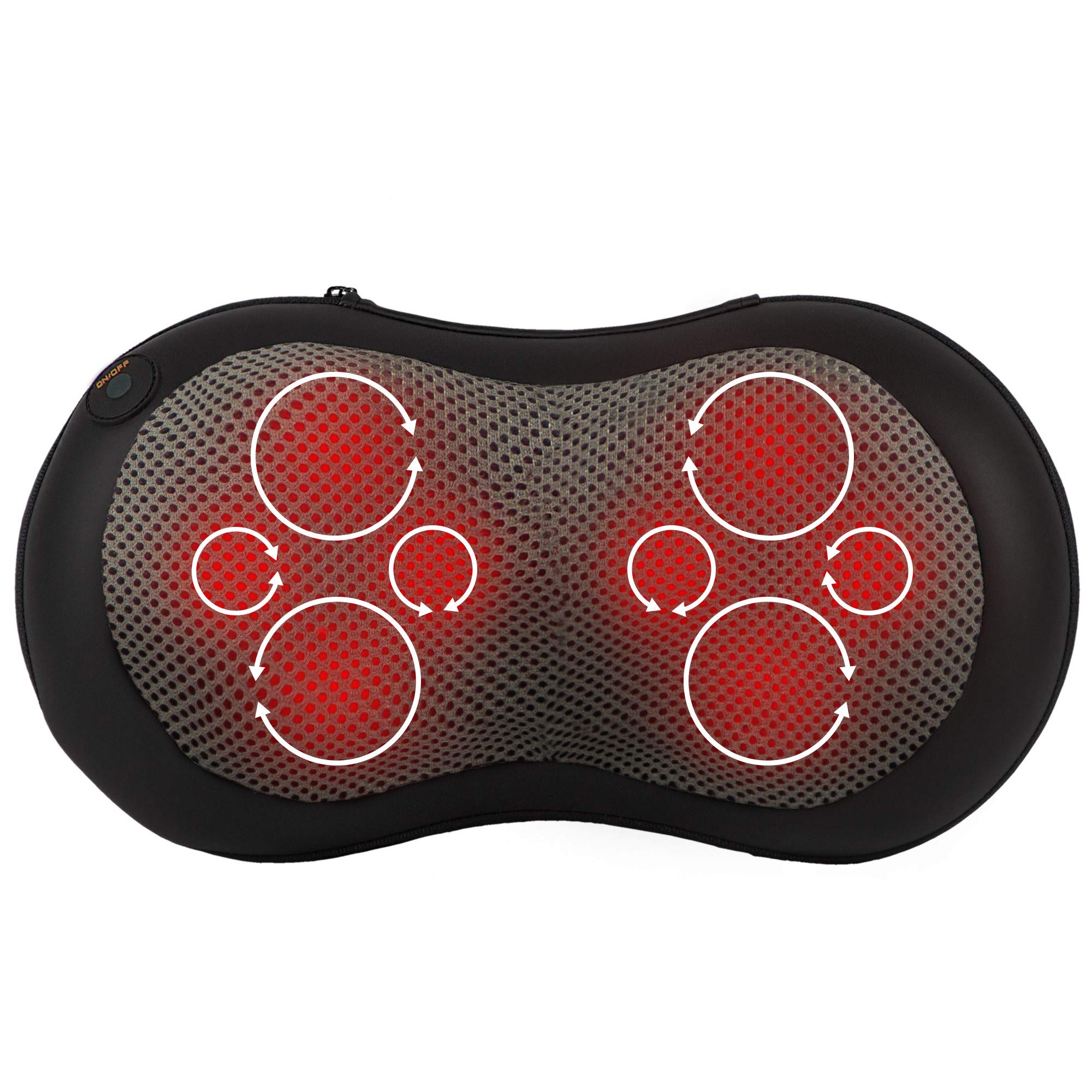 Relaxing Shiatsu Back and Neck Massager with Heat - Kneading Massage Pillow for Shoulders, Lower Back Pain Relief - Perfect for Home, Office, and Car Use