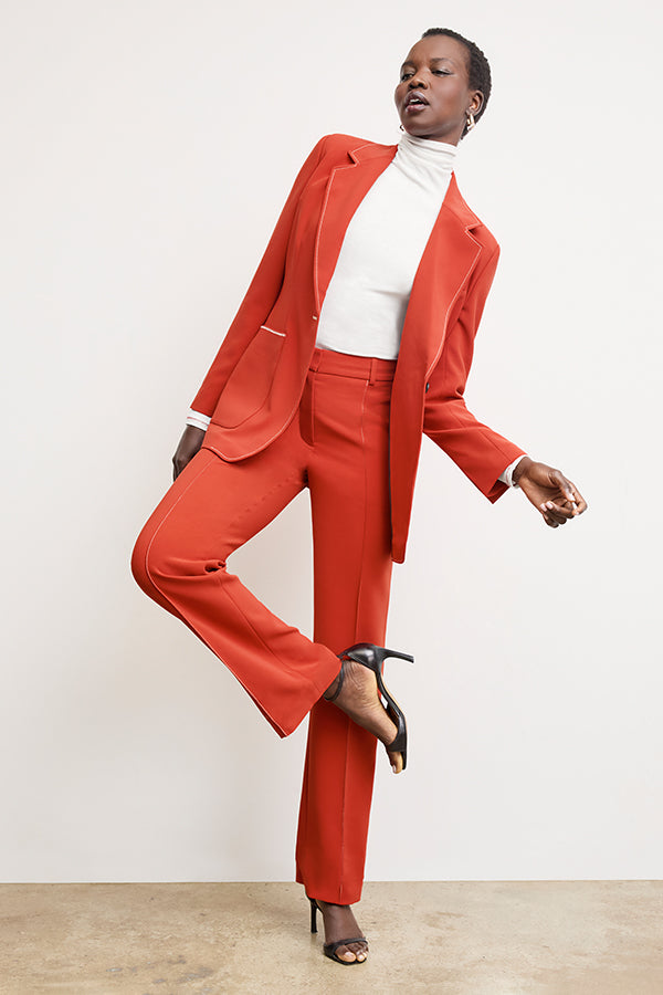 Lowen Jetset Pant - Everyday Crepe Pants with Topstitch Detail in Ginger | Comfortable Women's Trousers for Work, Travel & Casual Wear
