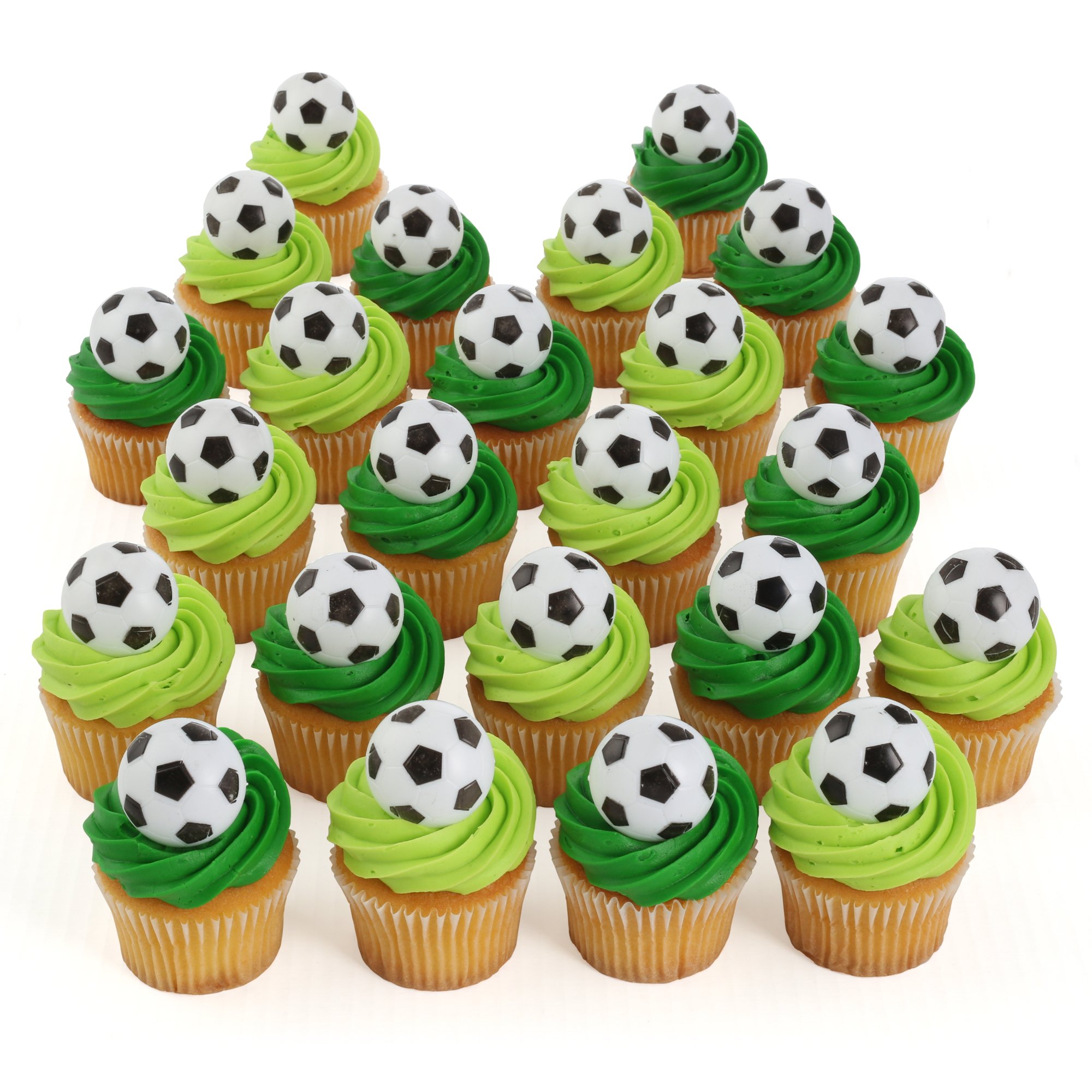 24-Piece Soccer Themed Cupcake Toppers for Birthday Parties, Sports Events & Soccer Decorations - Perfect for Kids' Birthday Cakes, Team Celebrations & Soccer Party Supplies