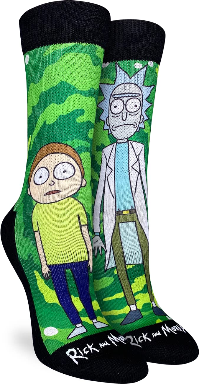 Good Luck Sock Women's Rick and Morty Socks - Fun Cartoon Crew Socks for Adults - Perfect Gift for Sci-Fi Fans & Casual Wear